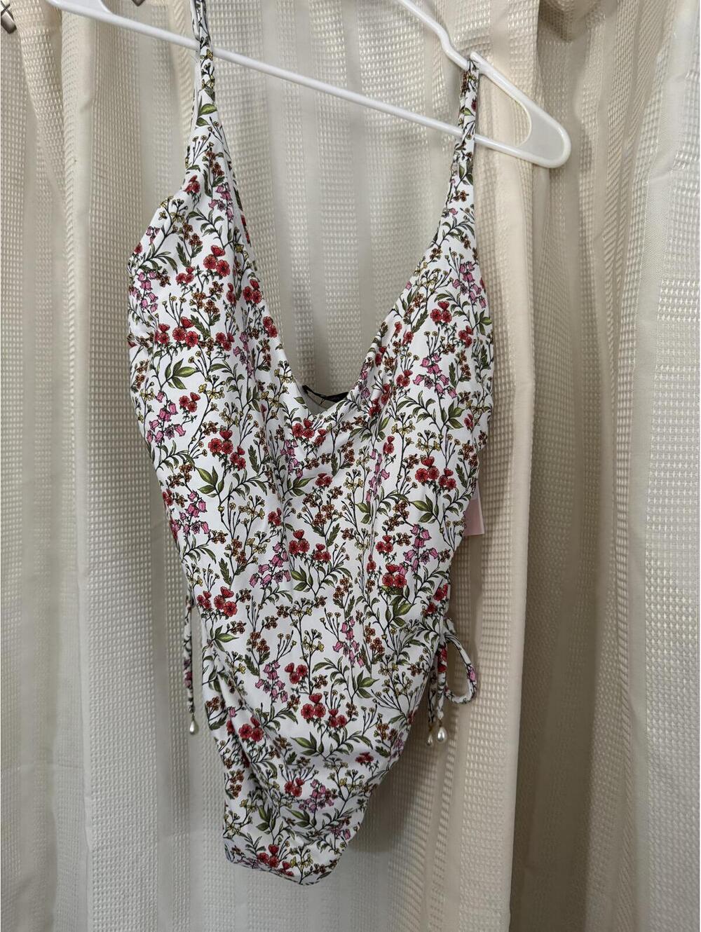 Aqua Swim Floral Print Side-Tie One-Piece Swimsuit